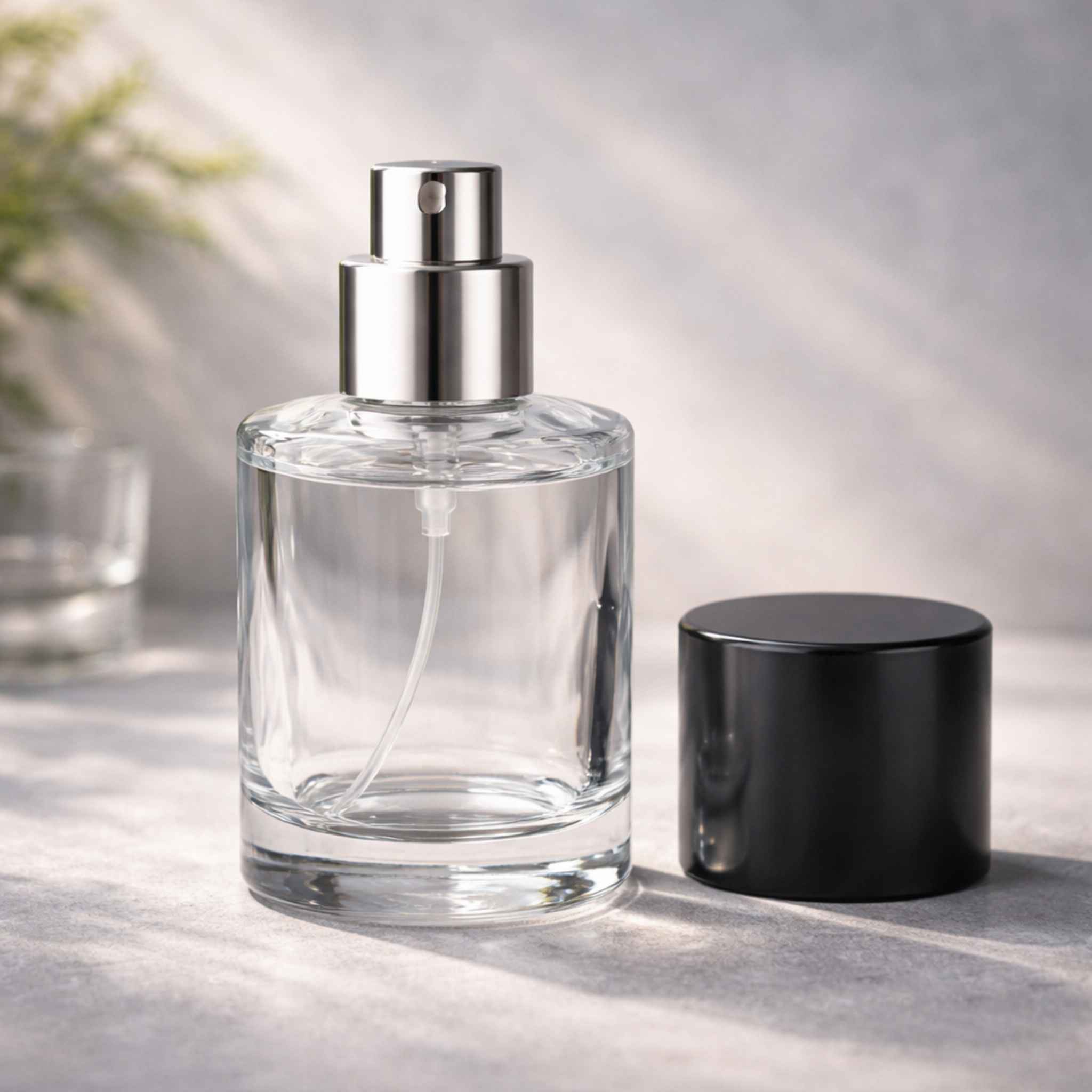 perfume bottle with spray pump and cap set