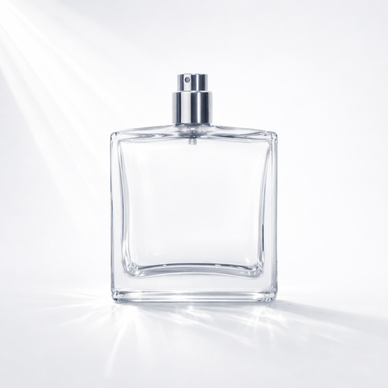 TB62 100ml Square Glass Perfume Bottle with Metal Cap 